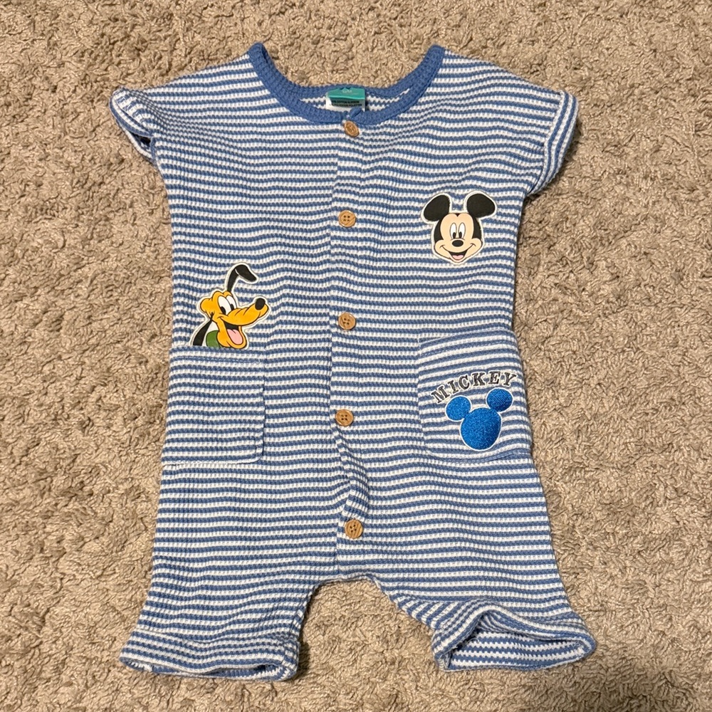 Disney Blue & White Striped Mickey One Piece